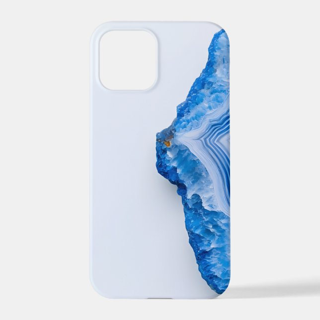 Coque iPhone Modern Stone Dusty Blue Marble (Verso)