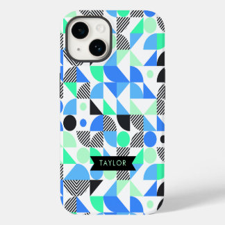 Coque Pour iPhone 14 Moderne géométrique bleu menthe personnalisée