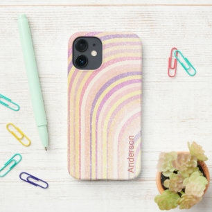 Coque iPhone 12 Mini Moderne Monogramme de Ligne Rétro Élégant