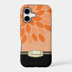 Coque iphone moderne Orange Black Gold personnalis