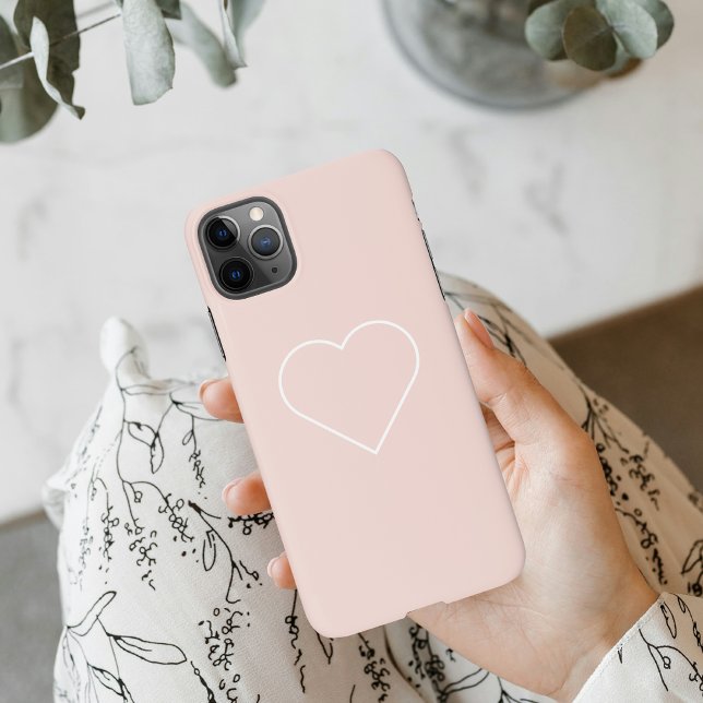 Coque iPhone Moderne Pastel Rose & Coeur Minimaliste Beau Cadea (Créateur téléchargé)