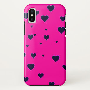 Coque iphone moderne PinkBlack Hearts