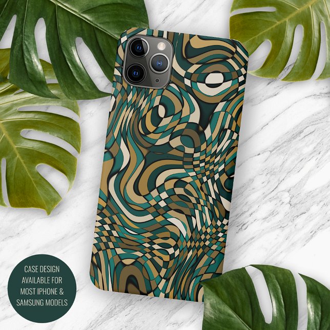 Coque iPhone Moderne Taupe vert foncé Brown Black Art Motif (Créateur téléchargé)