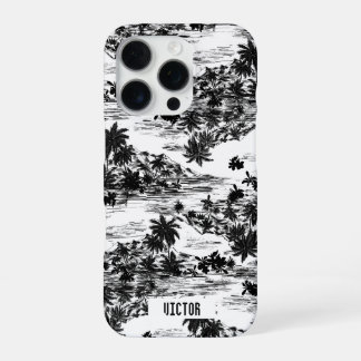 Coque iPhone 16 Pro Moderne tendance noir et blanc Hawaii Island
