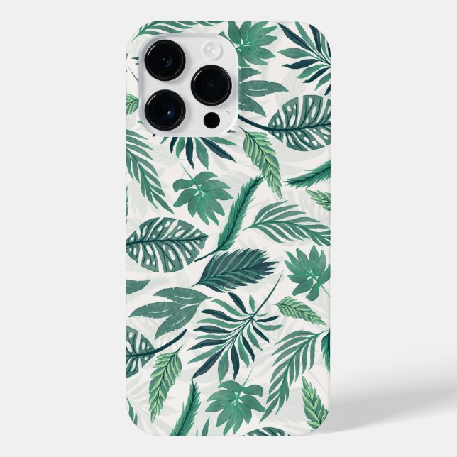 Coque iPhone Moderne Vert Turquoise Tropical Feuilles Design (Verso)