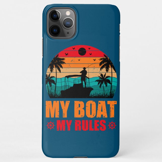 Coque iPhone Mon Bateau Mes règles Amateurs de pêche Coucher de (Dos)