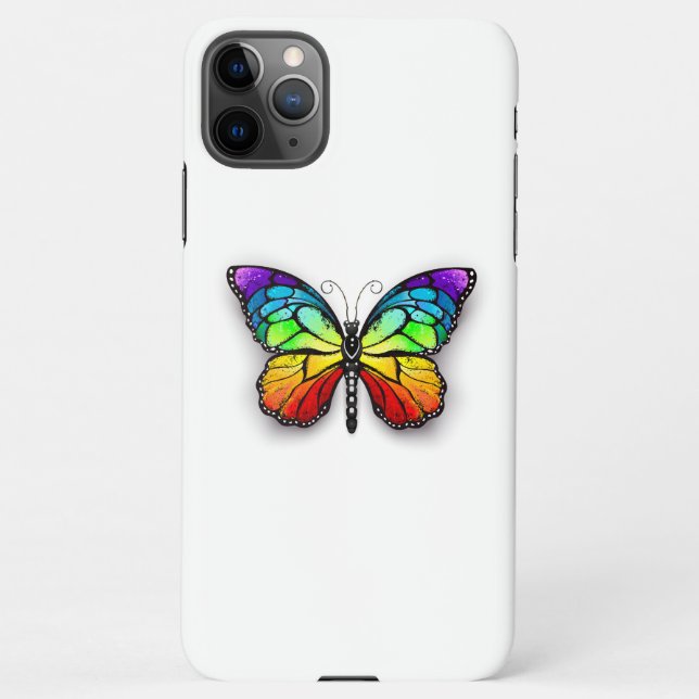 Coque iPhone Monarque papillon arc-en-ciel (Dos)
