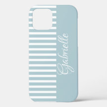 COQUE IPHONE MONOGRAM BLUE STRIPEE