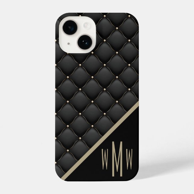 Coque iPhone Monogramme Black Gold Stud (Verso)