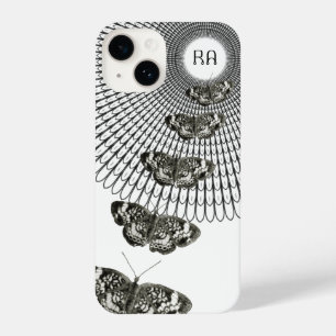 Coque Pour iPhone 14 Monogramme Black White Butterfly Trail