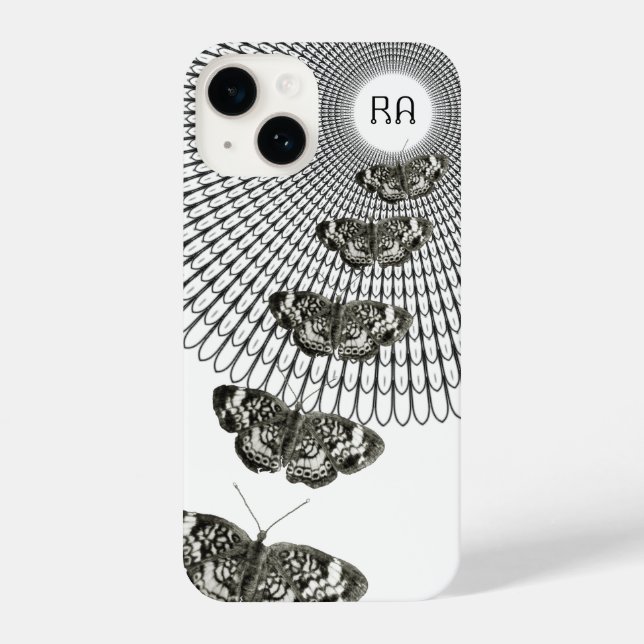 Coque iPhone Monogramme Black White Butterfly Trail (Verso)