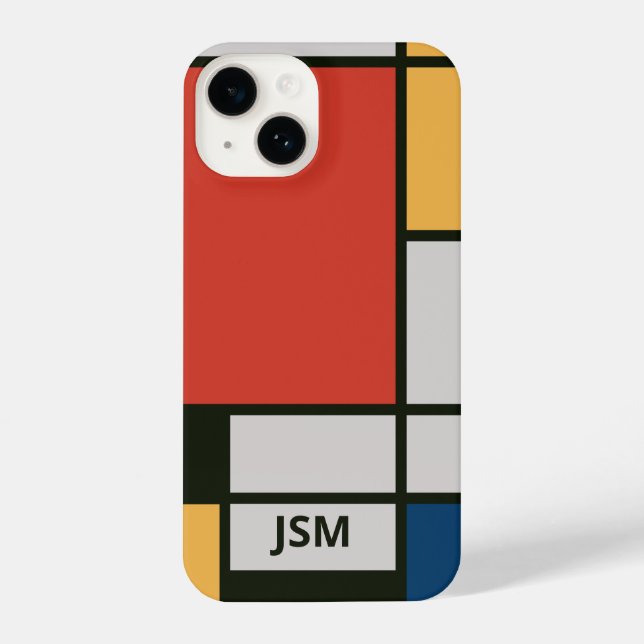 Coque iPhone Monogramme Carré De Stijl Inspiré (Verso)