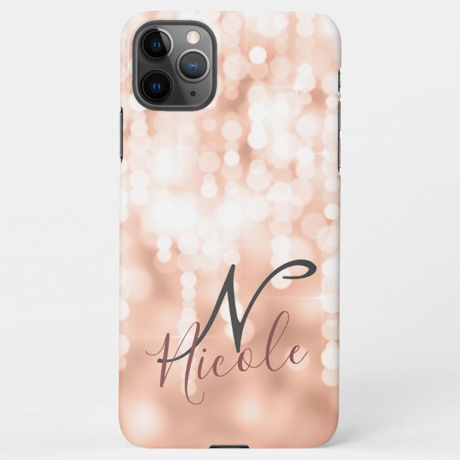 Coque iPhone Monogramme de brillance d'or Rose (Dos)