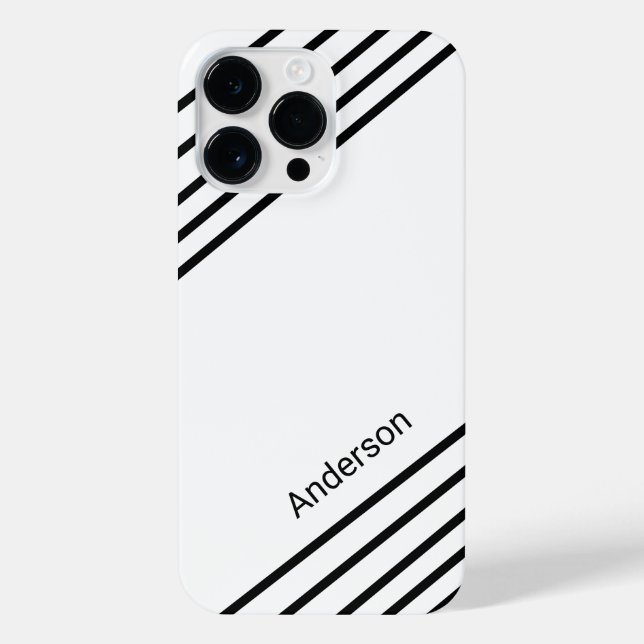 Coque iPhone Monogramme de ligne rétro élégant moderne (Verso)