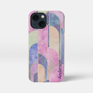 Etui iPhone 13 Mini Monogramme de ligne rétro élégant moderne