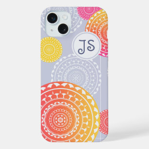 Monogramme de mandala aléatoire rose vif