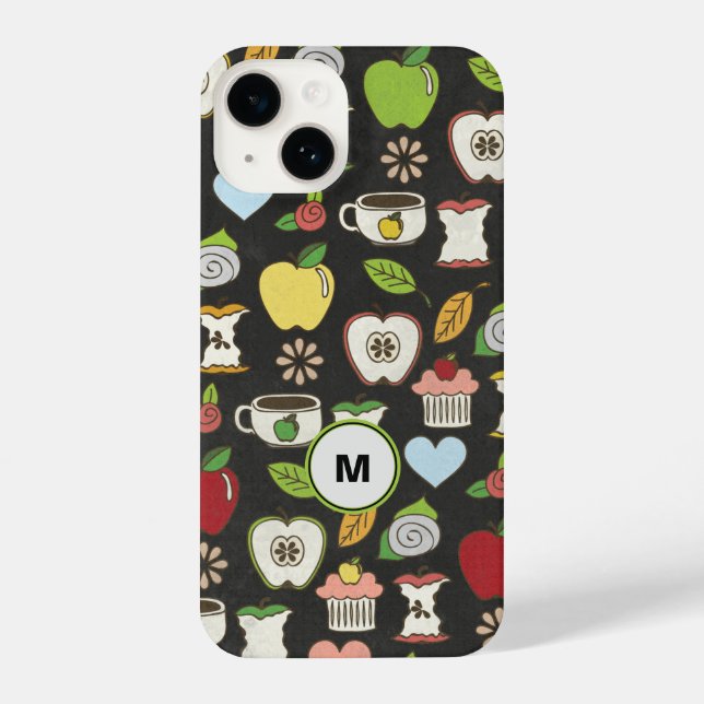 Coque iPhone Monogramme de pommes et de cupcakes (Verso)
