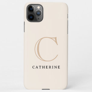 Coque iPhone 11Pro Max Monogramme de script beige classique simple
