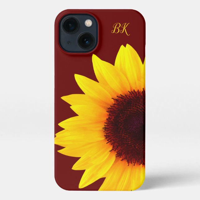 Coque iPhone Monogramme de tournesol mou tendance (Verso)