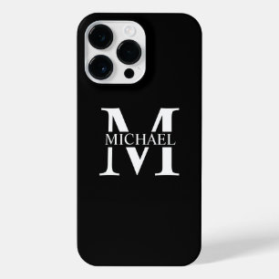Coque Pour Pour iPhone 14 Pro Max Monogramme et nom personnalisés en noir