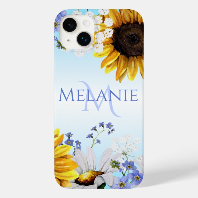 Coque iphone Monogramme Fleur sauvage Aquarelle (Verso)