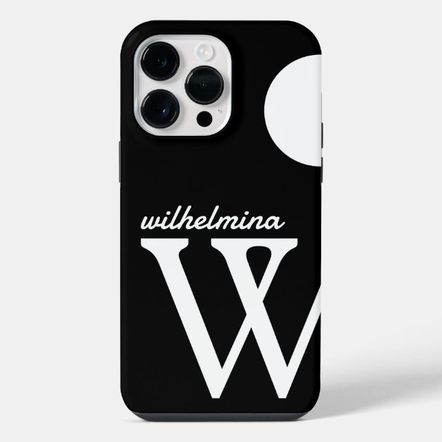 Coque iPhone Monogramme géant Simple Noir et Blanc (Verso)