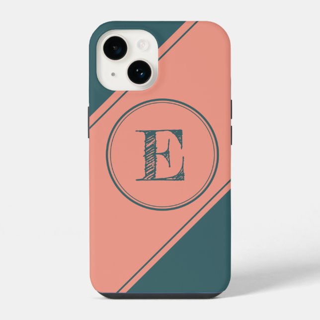 Coque iPhone Monogramme Initial Géométrique Cercle Rectangle (Verso)