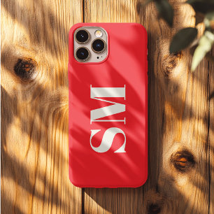 Etui iPhone 13 Pro Max Monogramme initiale rouge vif