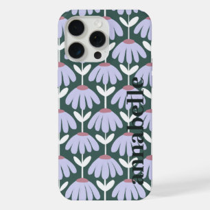 Monogramme latéral Nom Vert marin Floral vintage