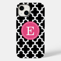 Monogramme marocain moderne noir et rose