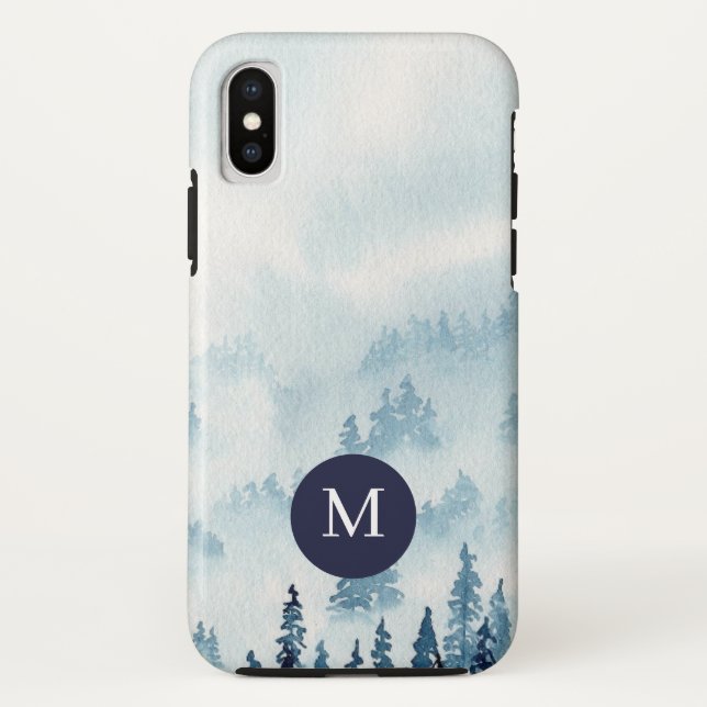 Coque iphone Monogramme Misty Mountain Watercolor (Dos)