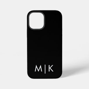 Coque iPhone 12 Mini  Monogramme Moderne Noir et Blanc 