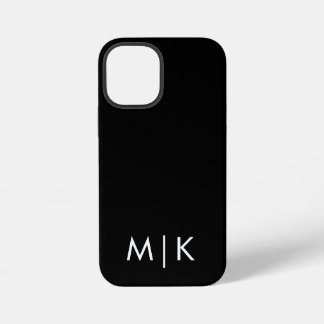 Coque iPhone 12 Mini  Monogramme Moderne Noir et Blanc 