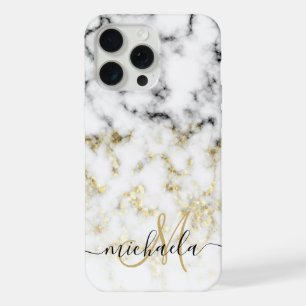 Monogramme noir blanc marbre or brillant