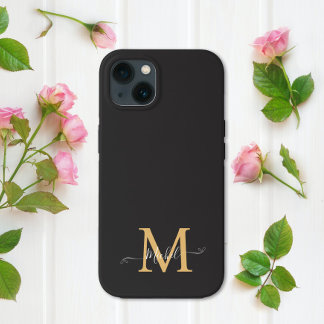 Etui iPhone 13 Monogramme noir | Élégant minimaliste