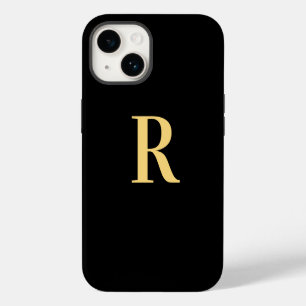 Coque Pour iPhone 14 Monogramme Noir Or