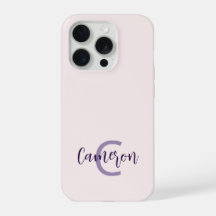 Monogramme Nom Minimaliste Rose Pâle Uni