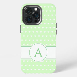 Etui iPhone 13 Pro Monogramme personnalisé vert clair et blanc charma