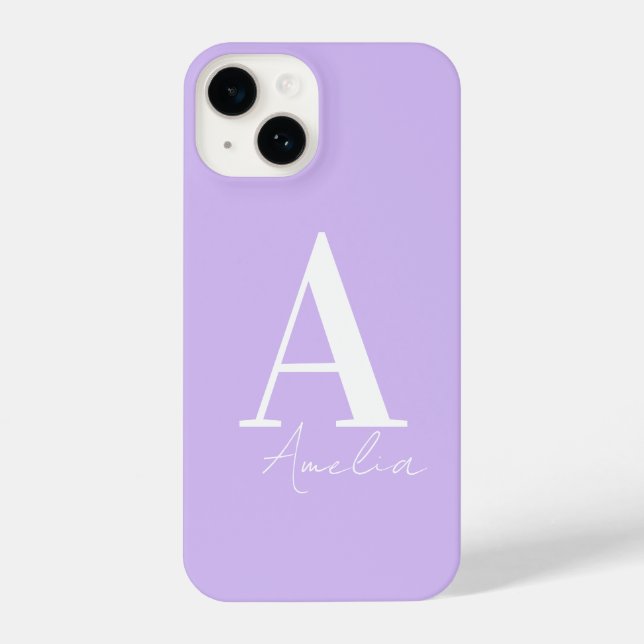 Coque iPhone Monogramme personnalisé violet Lilac (Verso)