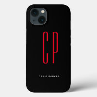 Monogramme professionnel moderne Noir rouge clair