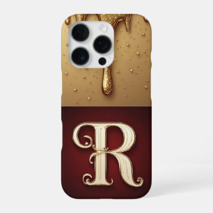 Coque iPhone 16 Pro 💎 Monogramme R Royal Glitter Coulant Étincelle