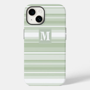 Coque Pour iPhone 14 Monogramme rayures vert pâle