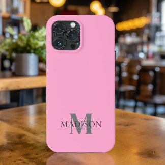 Etui iPhone 13 Pro Max Monogramme rose minimaliste
