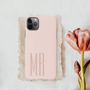 Coque iPhone 11Pro Max Monogramme rose pâle minimaliste