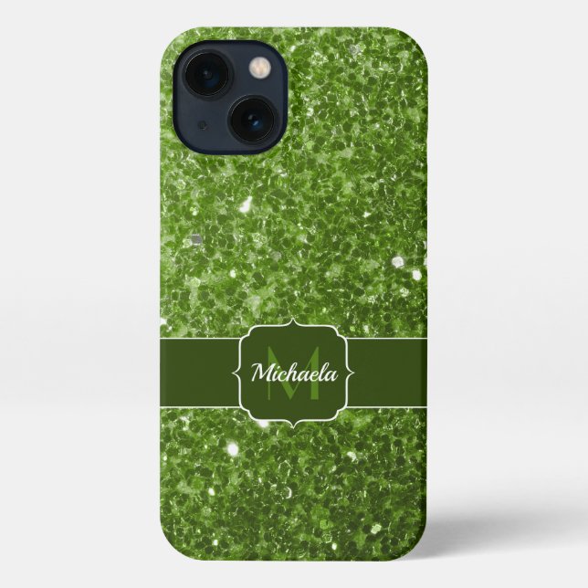 Coque iPhone Monogramme vert clair fausse parties scintillant s (Verso)