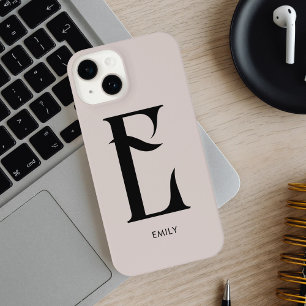 Coque Pour iPhone 14 Monogramme Vintage Chic Beige
