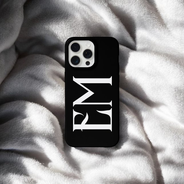 Coque iPhone Monogramme Vintage noir (Créateur téléchargé)