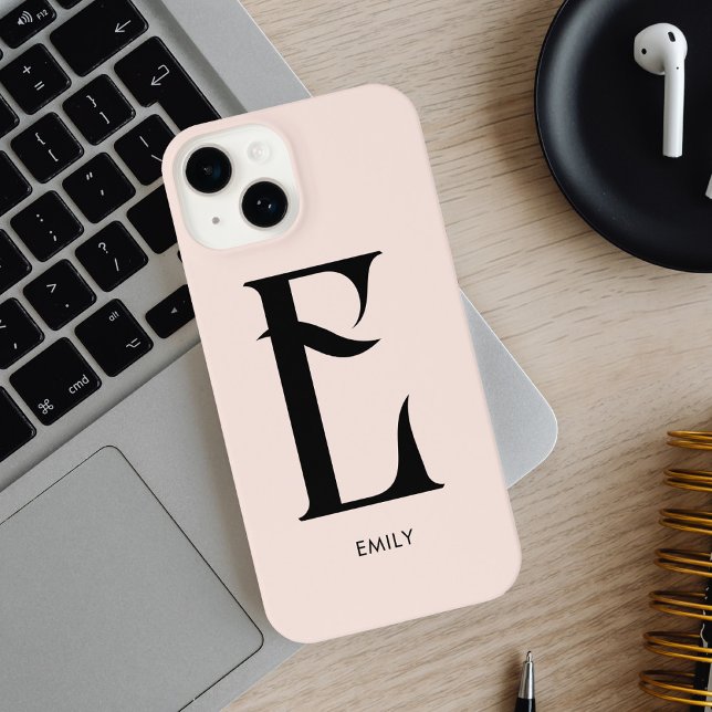 Coque iPhone Monogramme Vintage rose vierge (Créateur téléchargé)