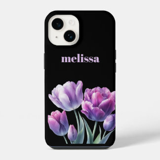 Coque Pour iPhone 14 Monogramme violet élégant personnalisé