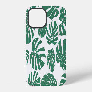 Coque iPhone 12 Monstera feuilles sans soudure, motif décoratif.